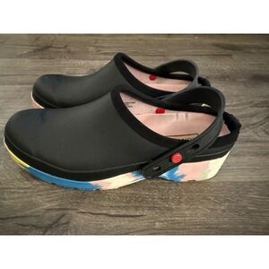 Women's Play Colour Splash Sole Strap‎ Clog Black US Sz 9 EUC